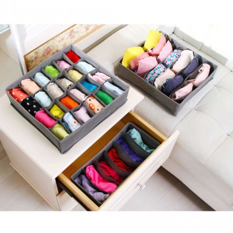 3 in 1 Underwear Bras Socks Storage Organizer Box Bag Bamboo Charcoal