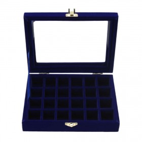 Velvet Glass Jewelry Display Box Tray Holder Storage Box Organizer