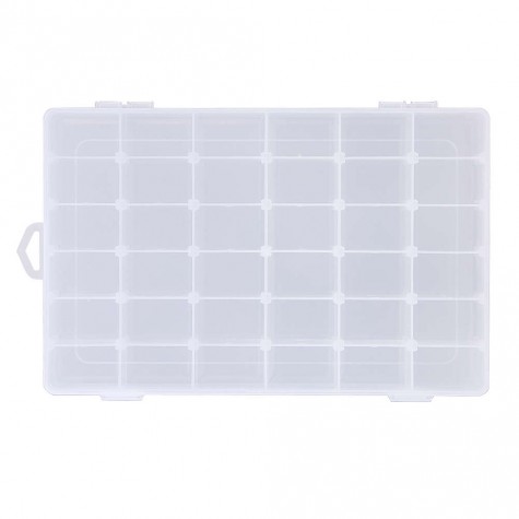 Adjustable 36 Compartment Plastic Storage Box Jewelry Earring Case（Clear）