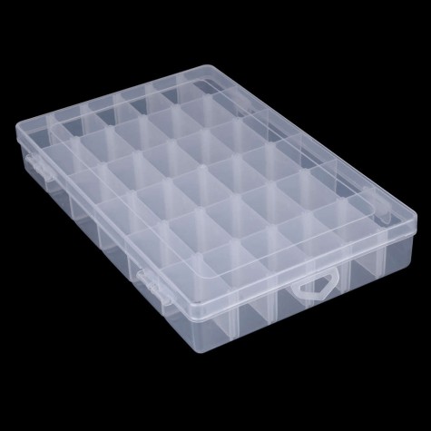 Adjustable 36 Compartment Plastic Storage Box Jewelry Earring Case（Clear）