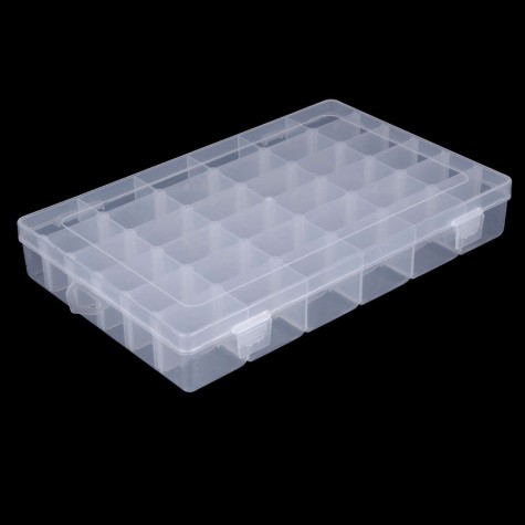 Adjustable 36 Compartment Plastic Storage Box Jewelry Earring Case（Clear）