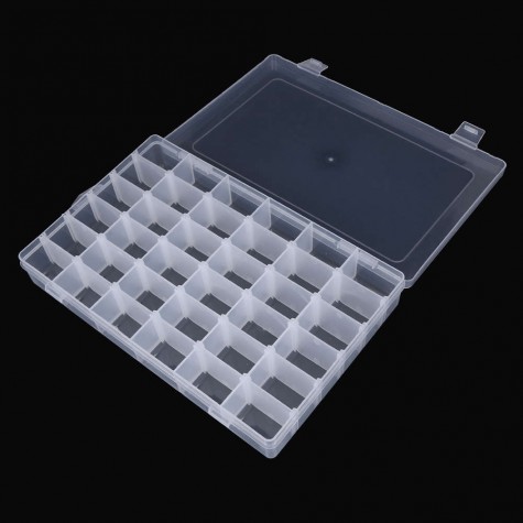 Adjustable 36 Compartment Plastic Storage Box Jewelry Earring Case（Clear）