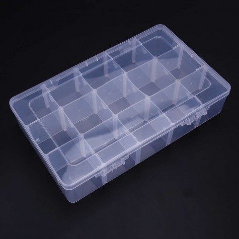 15 Compartment Plastic Storage Box Jewelry/Earring/Tool Container Organizer