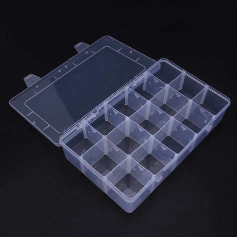15 Compartment Plastic Storage Box Jewelry/Earring/Tool Container Organizer