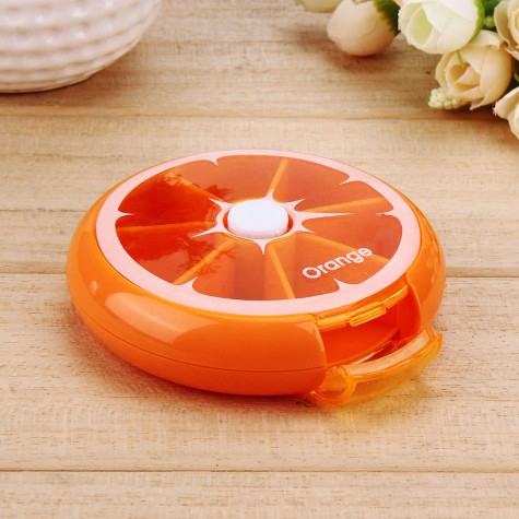 7 Sub Grid Round Fruit Shape Weekly Health Care Medicine Pill Box Organizer