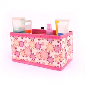 Large Capacity Foldable Multifunction Make Up Cosmetics Storage Box(Pink)