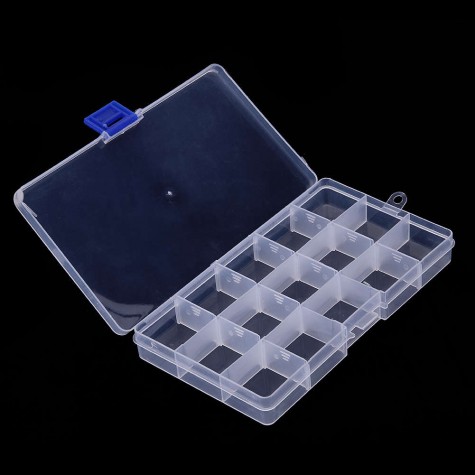 15 Grids Removable Plastic Storage Box Jewelry/Earring/Tools Container Case