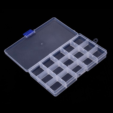 15 Grids Removable Plastic Storage Box Jewelry/Earring/Tools Container Case