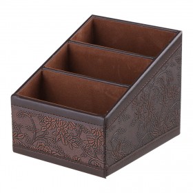 PU Storage Box Container Case Flower Patterned with 3 Compartments