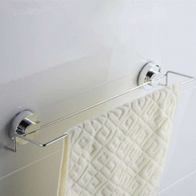 Double Stainless Steel Vacuum Suction Cup Bathroom Towel Shelf Bar Rack