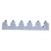 ABS Plastic Mop Holder Broom Organizer 5 Slots 6 Hooks Wall Mounted