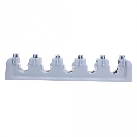 ABS Plastic Mop Holder Broom Organizer 5 Slots 6 Hooks Wall Mounted