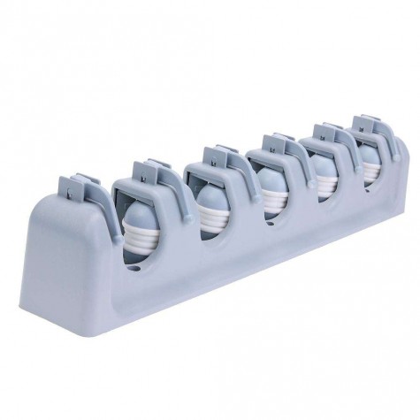 ABS Plastic Mop Holder Broom Organizer 5 Slots 6 Hooks Wall Mounted