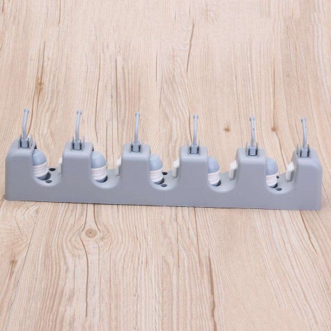 ABS Plastic Mop Holder Broom Organizer 5 Slots 6 Hooks Wall Mounted