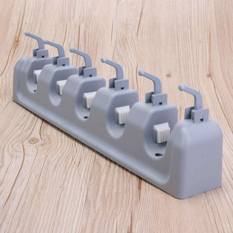 ABS Plastic Mop Holder Broom Organizer 5 Slots 6 Hooks Wall Mounted