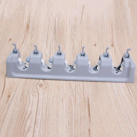 ABS Plastic Mop Holder Broom Organizer 5 Slots 6 Hooks Wall Mounted