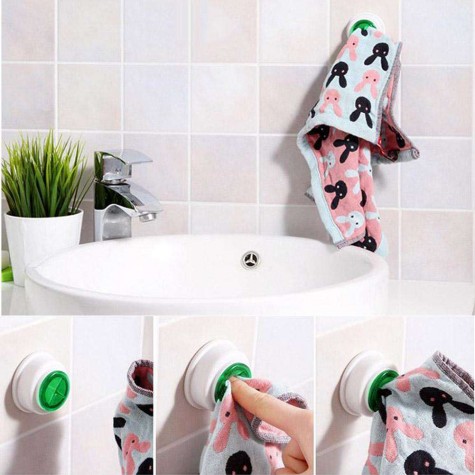 Creative Self-Adhesive Multi Use Cloth Clip Towel Clip Towel Hook(Green)