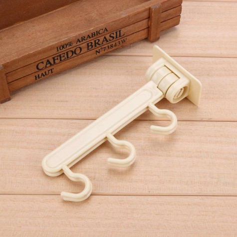 180°Rotate Strong Sucker Wall Hook Hang Rack Kitchen Storage Shelf(Beige)