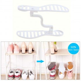 Shoes Storage Rack 2 Layers Shelf Holder Sorted Household Organizer(White)