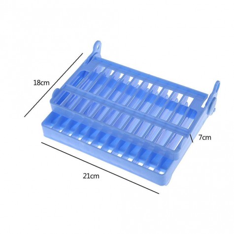 Foldable Dish Bowl Shelf Kitchen Plate Organizer Storage Drying Rack(Blue)