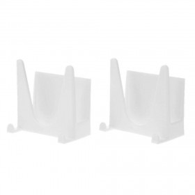 2pcs Wall Mounted Plastic Pan Cover Rack Pot Lid Holder Storage Shelf(White