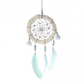 Bamboo Feather Dream Catcher Net Beads Dreamcatcher Home Car Decoration(A)