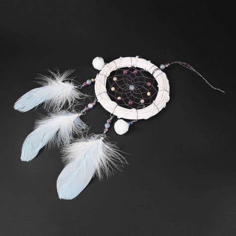 Bamboo Feather Dream Catcher Net Beads Dreamcatcher Home Car Decoration(A)