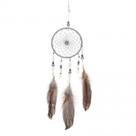 Silver Feathers Dreamcatcher Handmade Dream Catcher Net Wall Hanging Decor