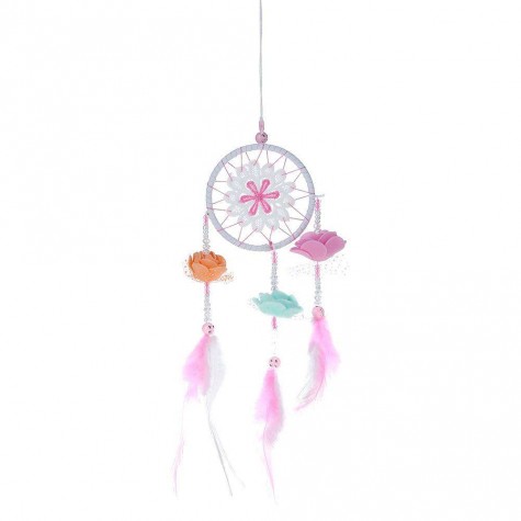 Dreamy Pink Feather Dream Catcher Net Bead Dreamcatcher Home Car Decoration
