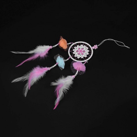 Dreamy Pink Feather Dream Catcher Net Bead Dreamcatcher Home Car Decoration