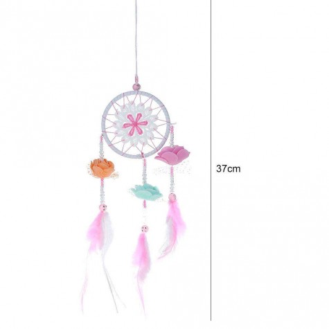 Dreamy Pink Feather Dream Catcher Net Bead Dreamcatcher Home Car Decoration