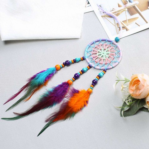 Countryside Feather Dream Catcher Net Beads Dreamcatcher Home Car Decor