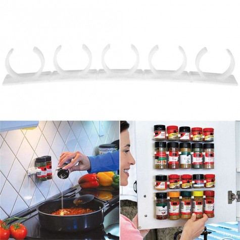 4pcs White Plastic Spice Rack Clip Bottleneck Storage Holder Kitchen Tools