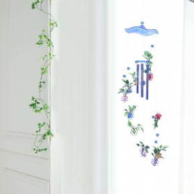 4 Metal Tubes Flowers Wind Chime Garden Door Windows Wall Hanging Ornament
