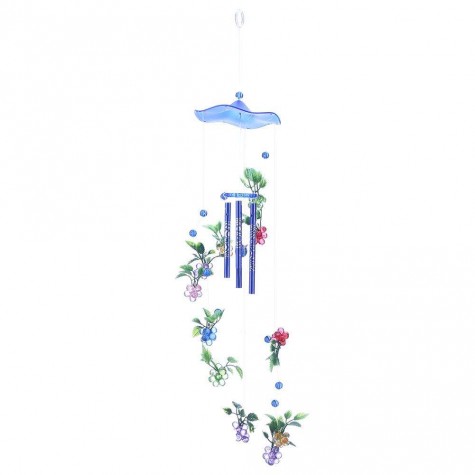 4 Metal Tubes Flowers Wind Chime Garden Door Windows Wall Hanging Ornament