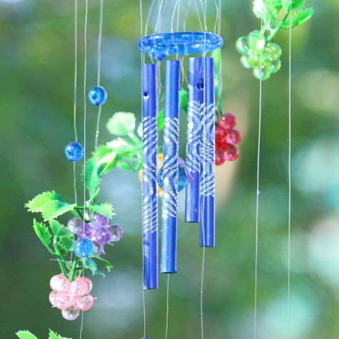 4 Metal Tubes Flowers Wind Chime Garden Door Windows Wall Hanging Ornament