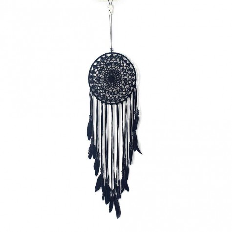 Black ?Feathers Beads Handmade Dreamcatcher Craft Dream Catcher Net Gift