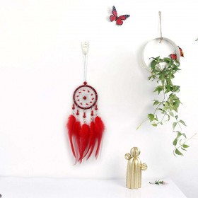 Red Feathers Handmade Dreamcatcher Dream Catcher Net Home Wedding Decor