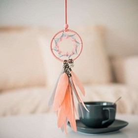 Pink Feather Dream Catcher Car Pendant Crafts Home Wall Hanging Decoration