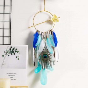 Nordic Feather Dream Catcher Car Pendant Romantic Wall Hanging Decor (A)