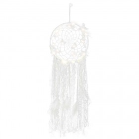 Feather Lace Webbing Dream Catcher Romantic Wall Hanging Decor with Light
