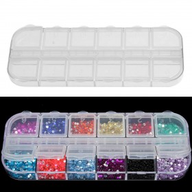 Nail Art Box Empty Divided Case Nail Tips Rhinestone Beads Gems Storage Box