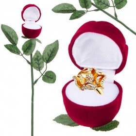 Romantic Red Rose Engagement Wedding Ring Earrings Jewelry Gift Box Case